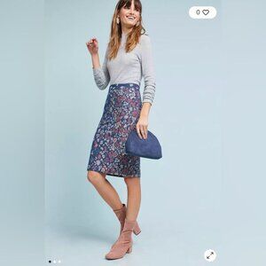 Maeve Anthropologie Floral Knit Pencil Skirt Medium Boho Cottage Feminine NWOT